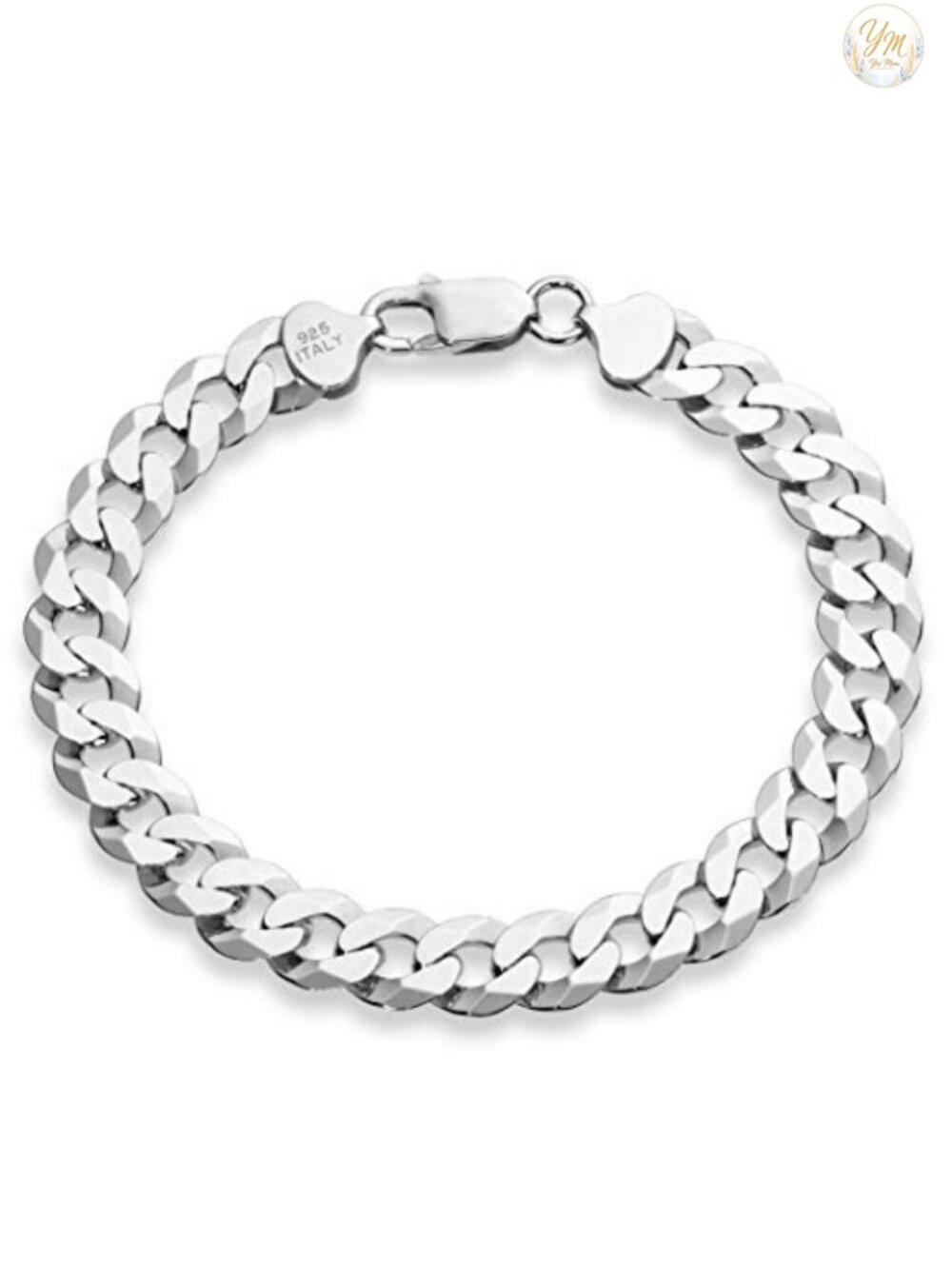 Solid 925 Sterling Silver 9mm Cuban Link Chain Bracelet for Men